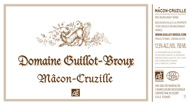 Macon Cruzilles Rouge, Domaine Guillot Broux, 75cl, 2012