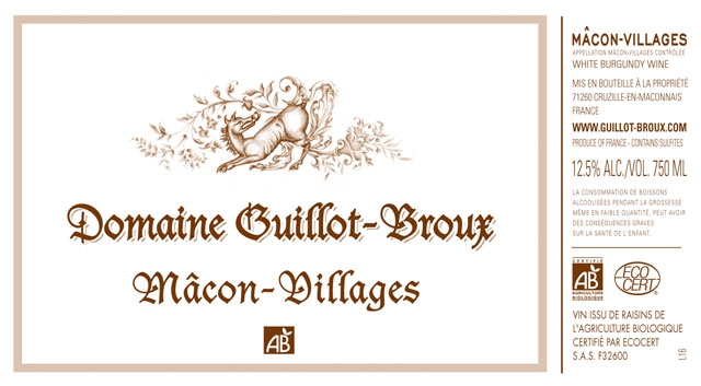 Macon Villages, Domaine Guillot Broux, 75cl, 2013